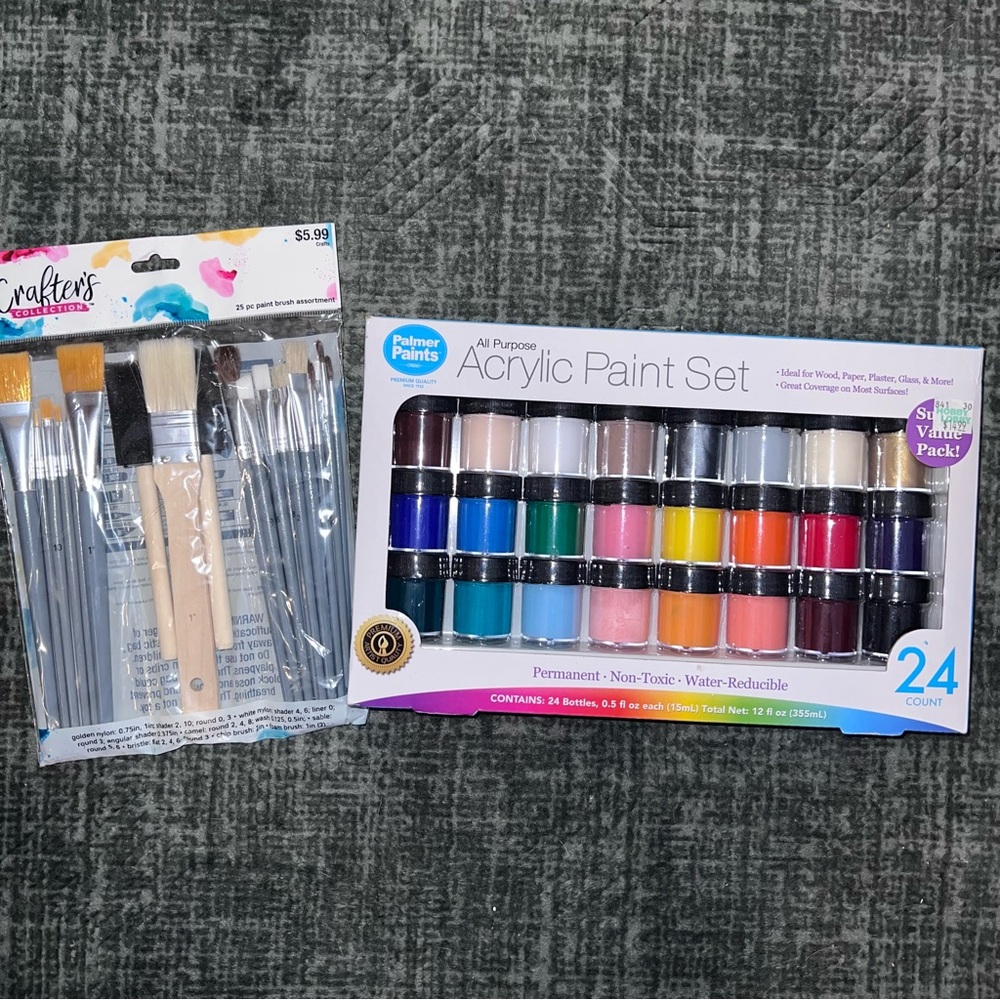Acrylic Paint Set along with 25 pc Paint Brush Hobbylobby